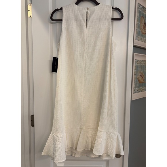 NWT Tommy Hilfiger Women Ivory Smocked Ruffle Hem Shift Dress Size 6 - Picture 4 of 8